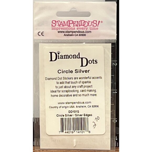 HTF Stampendous! Diamond Dots Silver Circle Stickers Embellishment DD101S - Picture 2 of 2